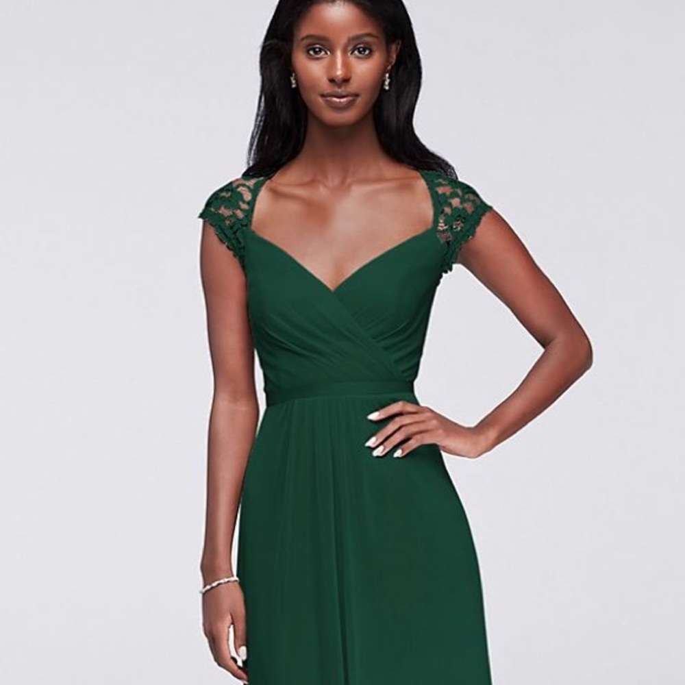 David’s Bridal Bridesmaid Dress Dark Green Size 2